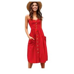 COTTON CANDY LA- WOMENS RED SIDE ZIP-UP CLOSURE HALTER DRESS SIZE SMALL